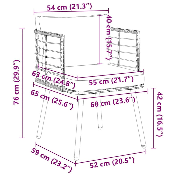 havestole 2 stk. med hynder polyrattan sort