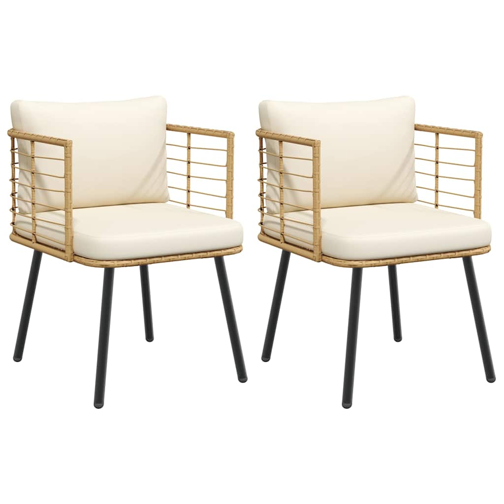 havestole 2 stk. med hynder polyrattan naturfarvet
