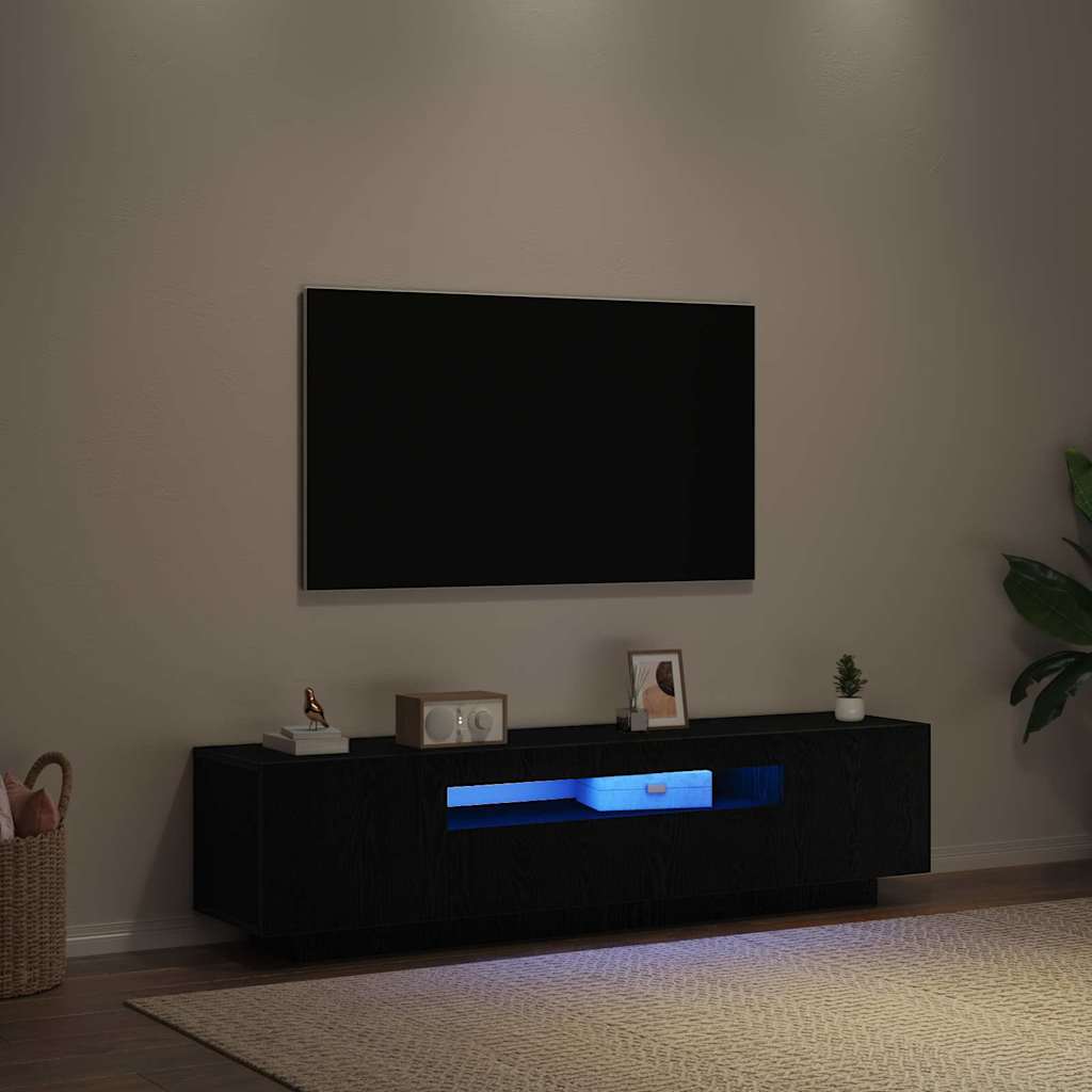 TV-skab Sort 160 x 35 x 40 cm Konstrueret træ