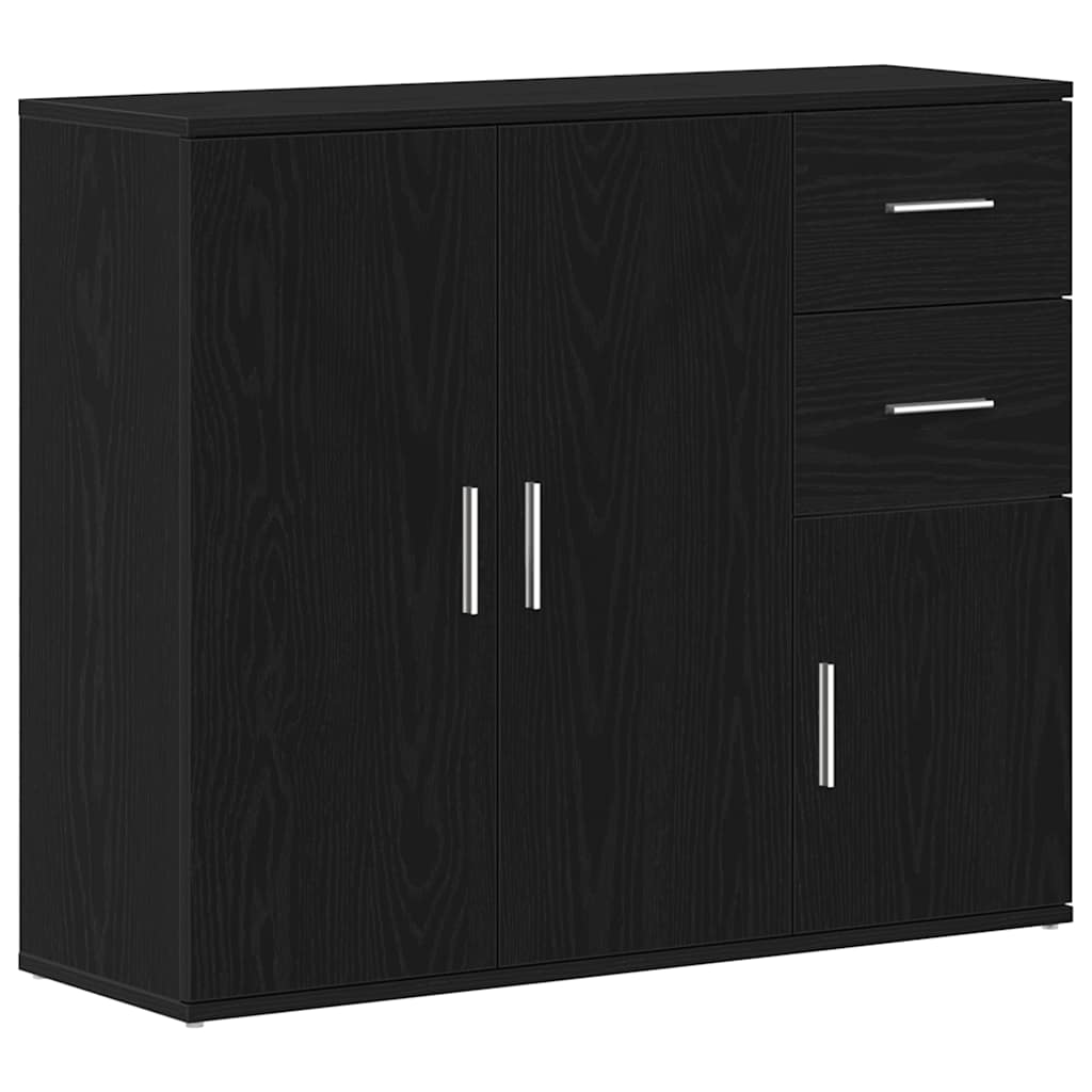 skænk sort egetræ 91x29,5x75 cm konstrueret træ