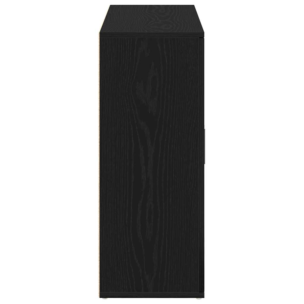 skænk sort egetræ 91x29,5x75 cm konstrueret træ