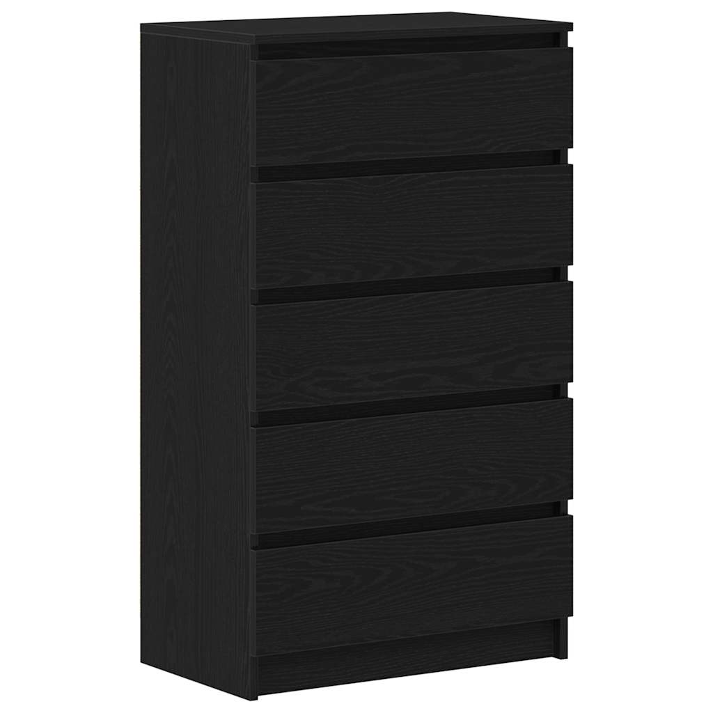 kommode 60x36x103 cm konstrueret træ sort egetræsfarve