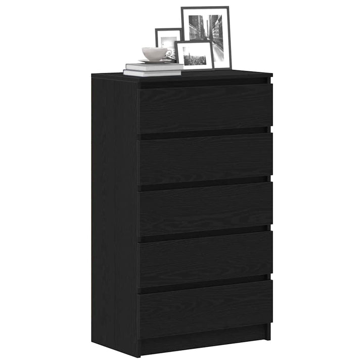 kommode 60x36x103 cm konstrueret træ sort egetræsfarve