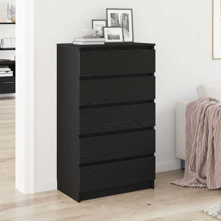 kommode 60x36x103 cm konstrueret træ sort egetræsfarve