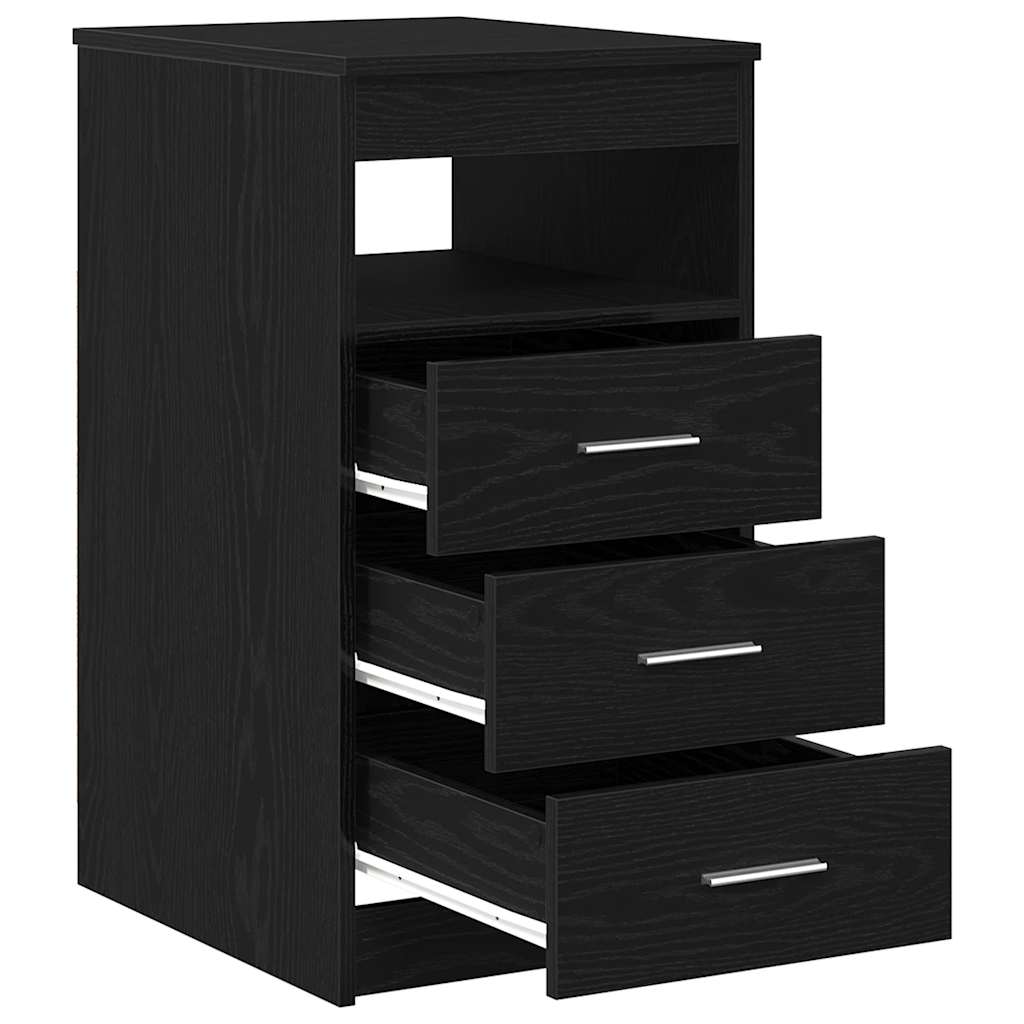 skuffeskab 40x50x76 cm konstrueret træ sort egetræsfarve