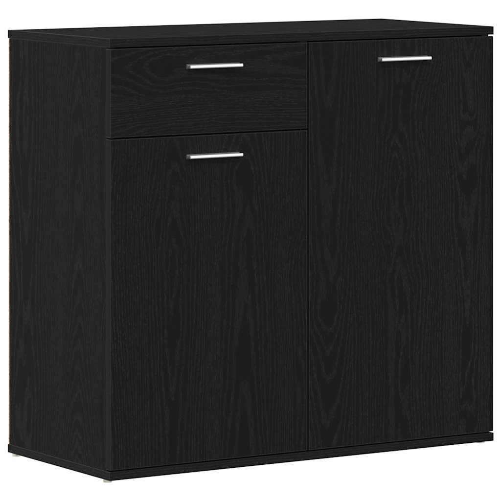 skænk 80x36x75 cm konstrueret træ sort egetræsfarve