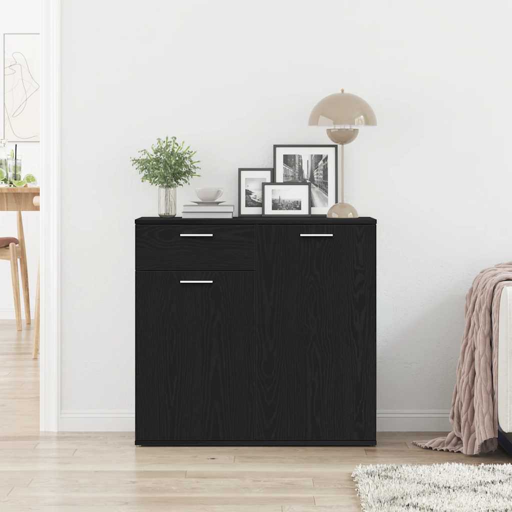 skænk 80x36x75 cm konstrueret træ sort egetræsfarve