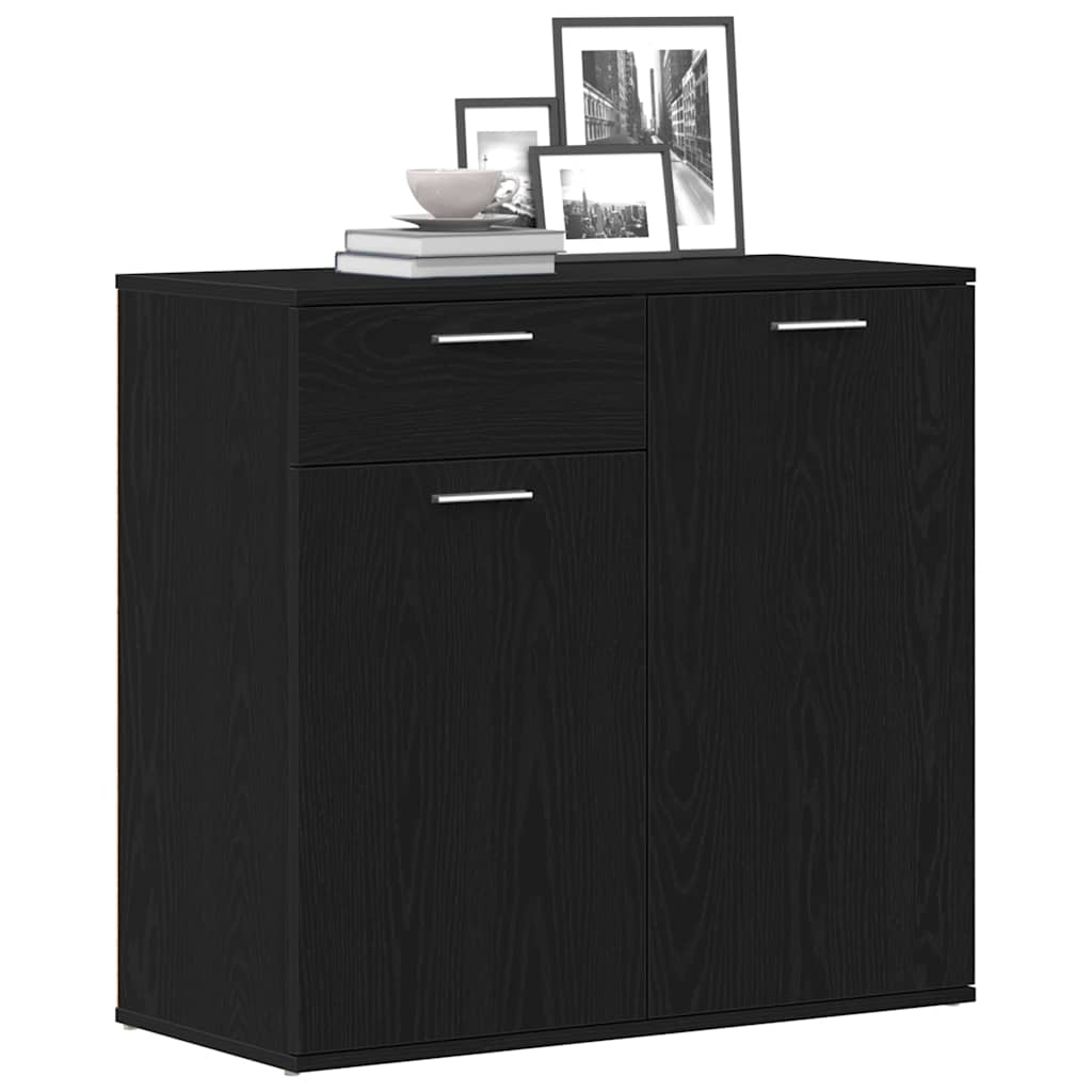 skænk 80x36x75 cm konstrueret træ sort egetræsfarve