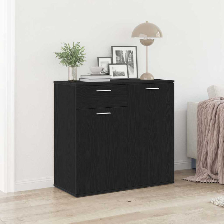 skænk 80x36x75 cm konstrueret træ sort egetræsfarve