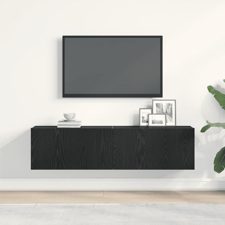 tv-bord 120x30x30,5 cm konstrueret træ sort egetræsfarve