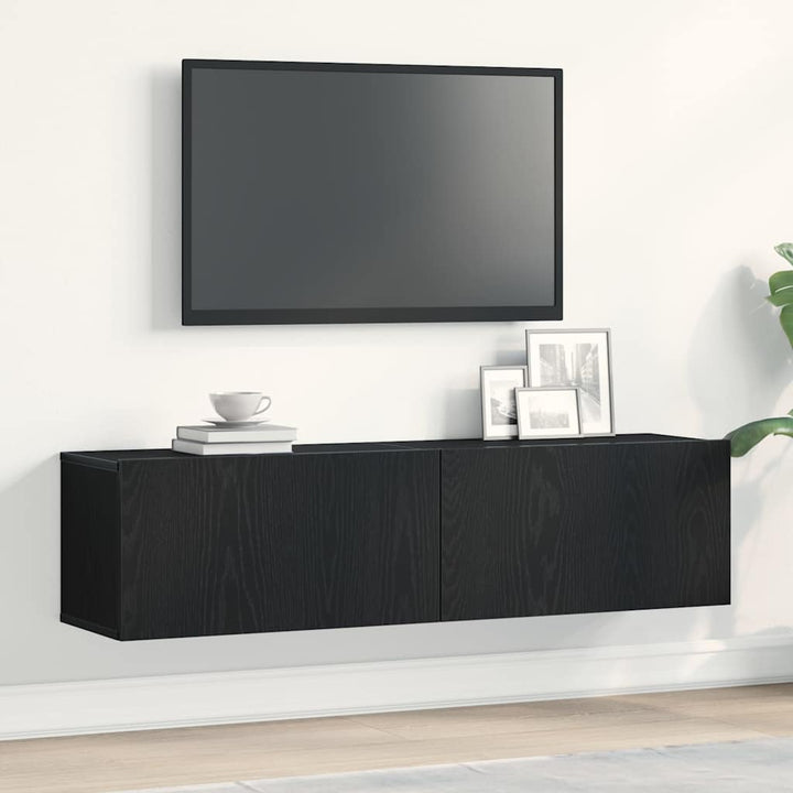 tv-bord 120x30x30,5 cm konstrueret træ sort egetræsfarve