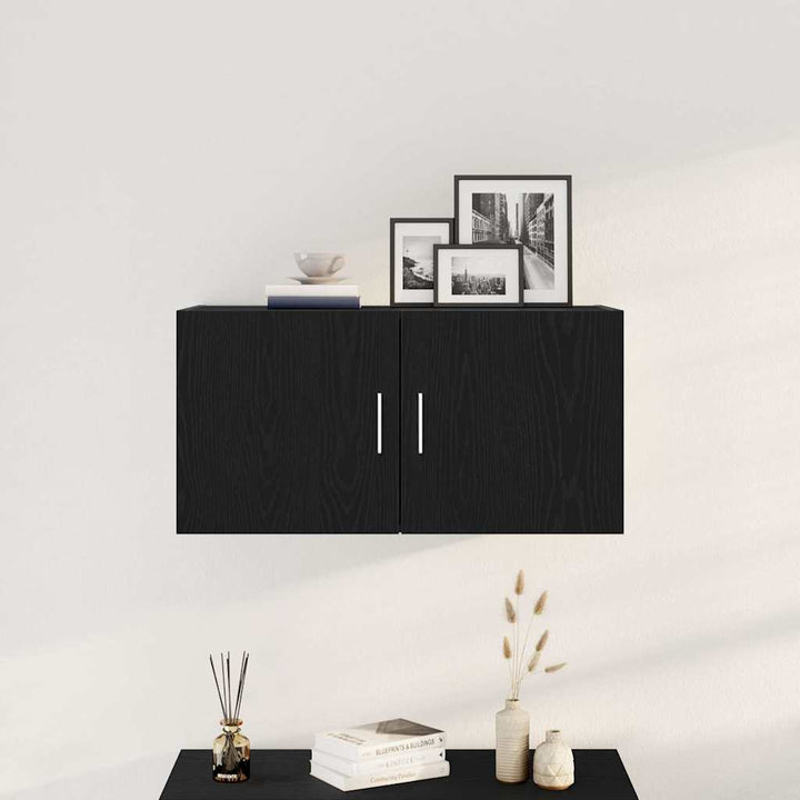 vægskab 80x39x40 cm konstrueret træ sort egetræsfarve