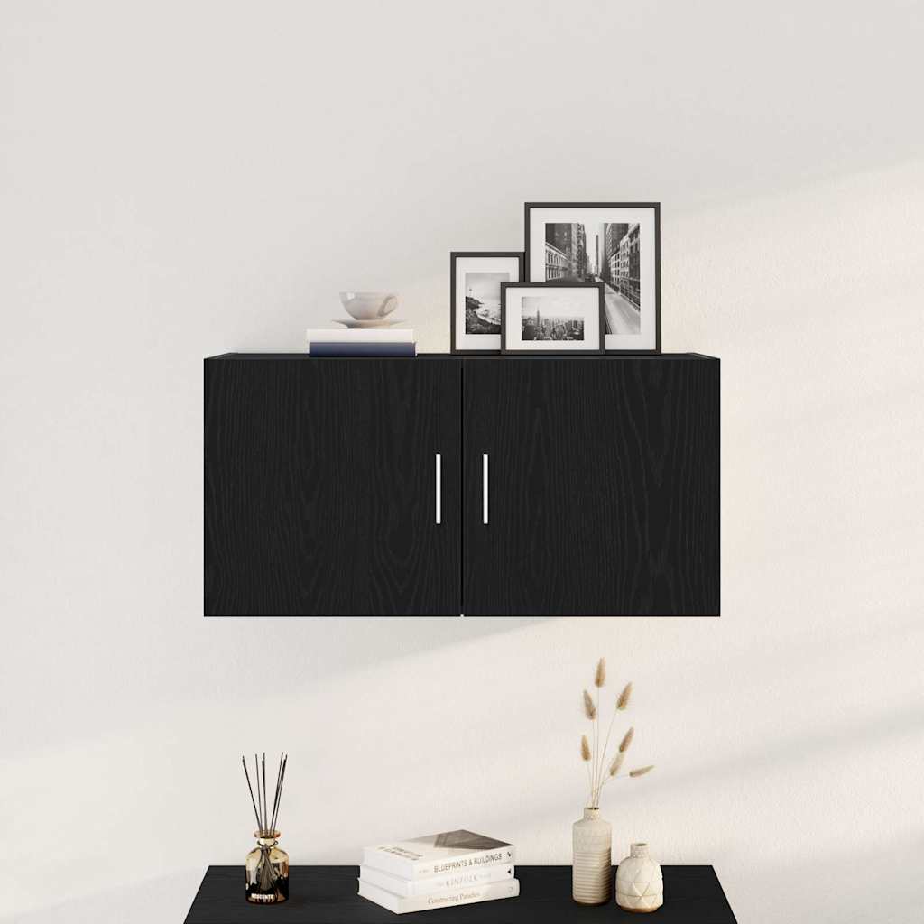 vægskab 80x39x40 cm konstrueret træ sort egetræsfarve