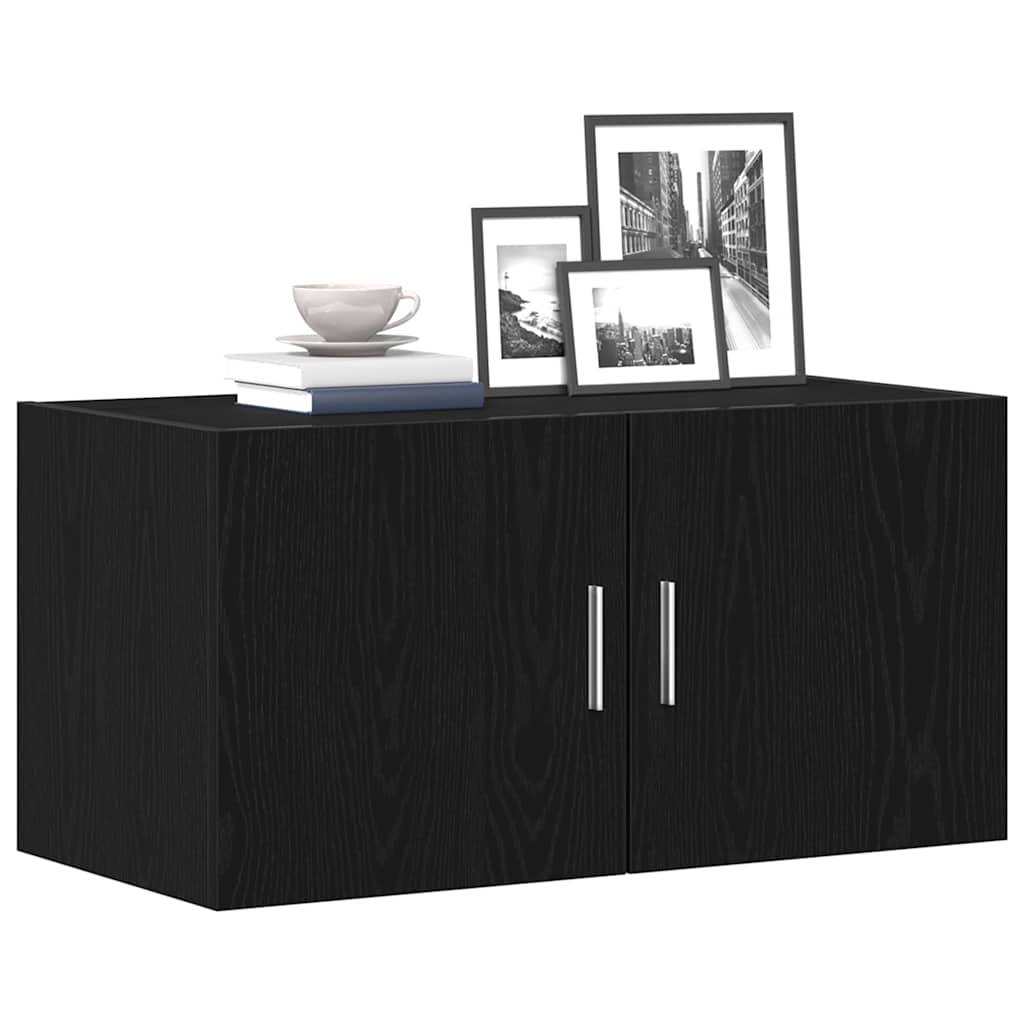 vægskab 80x39x40 cm konstrueret træ sort egetræsfarve