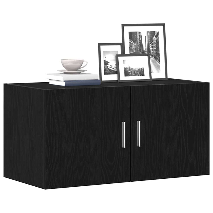 vægskab 80x39x40 cm konstrueret træ sort egetræsfarve