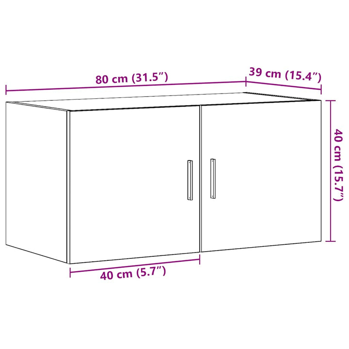 vægskab 80x39x40 cm konstrueret træ sort egetræsfarve