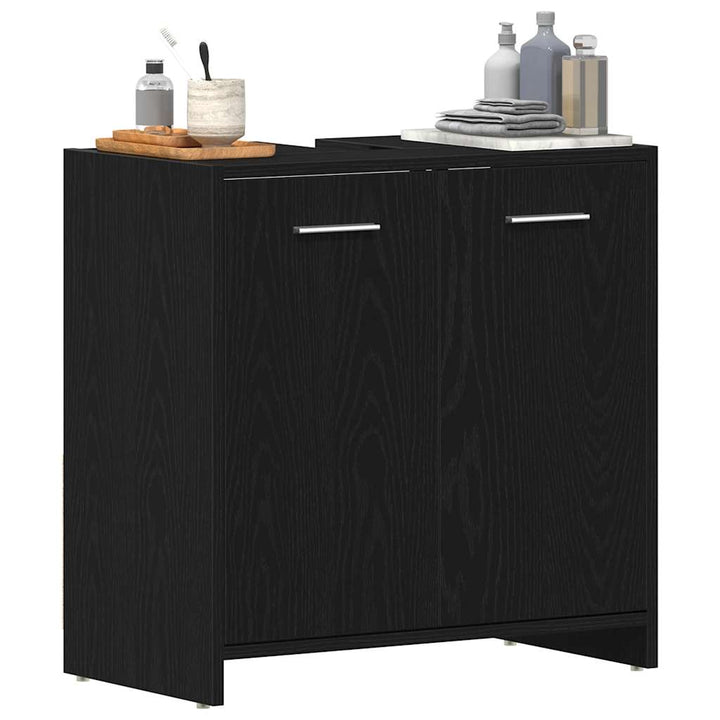 underskab til håndvask 60x30x60 cm konstrueret træ sort egetræ