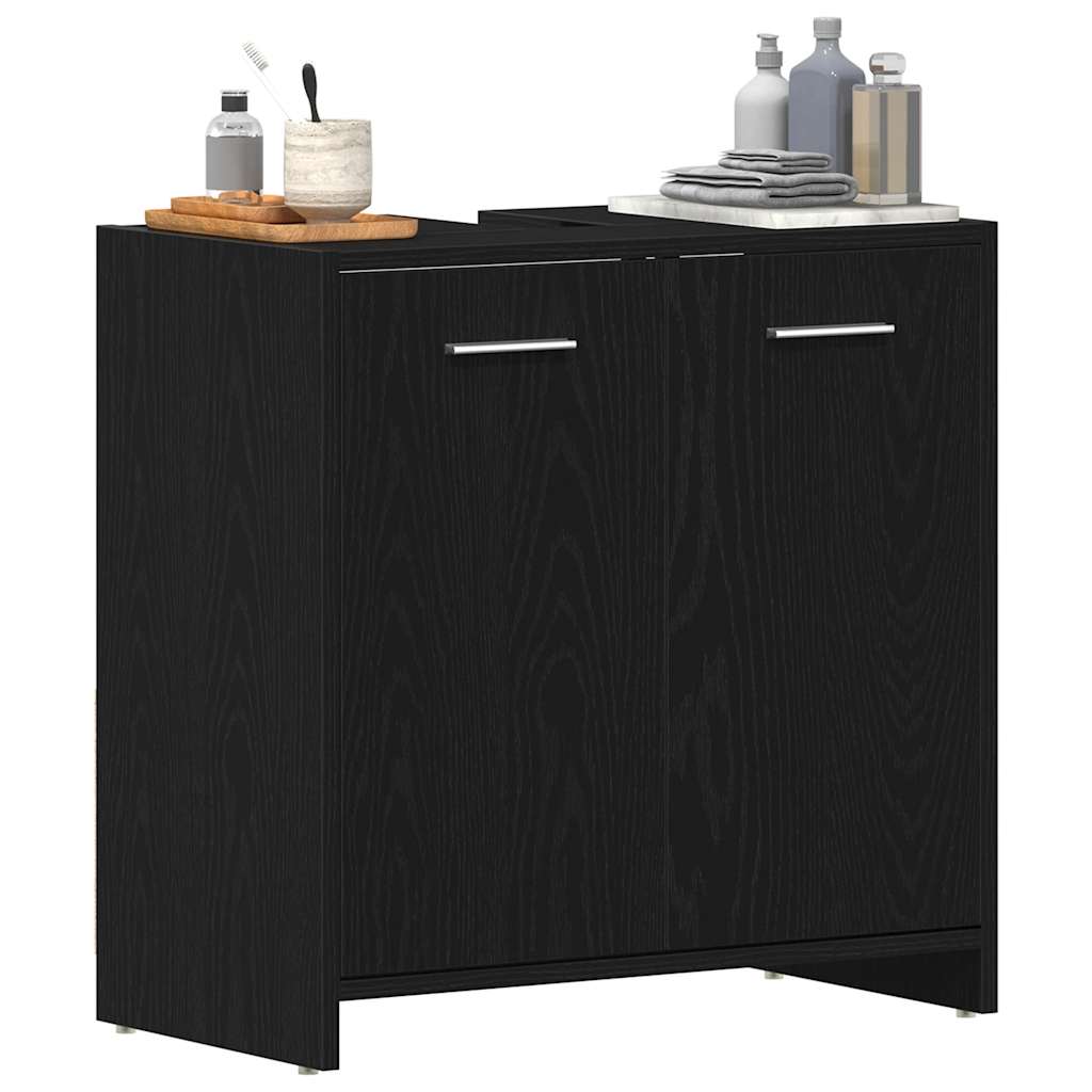 underskab til håndvask 60x30x60 cm konstrueret træ sort egetræ