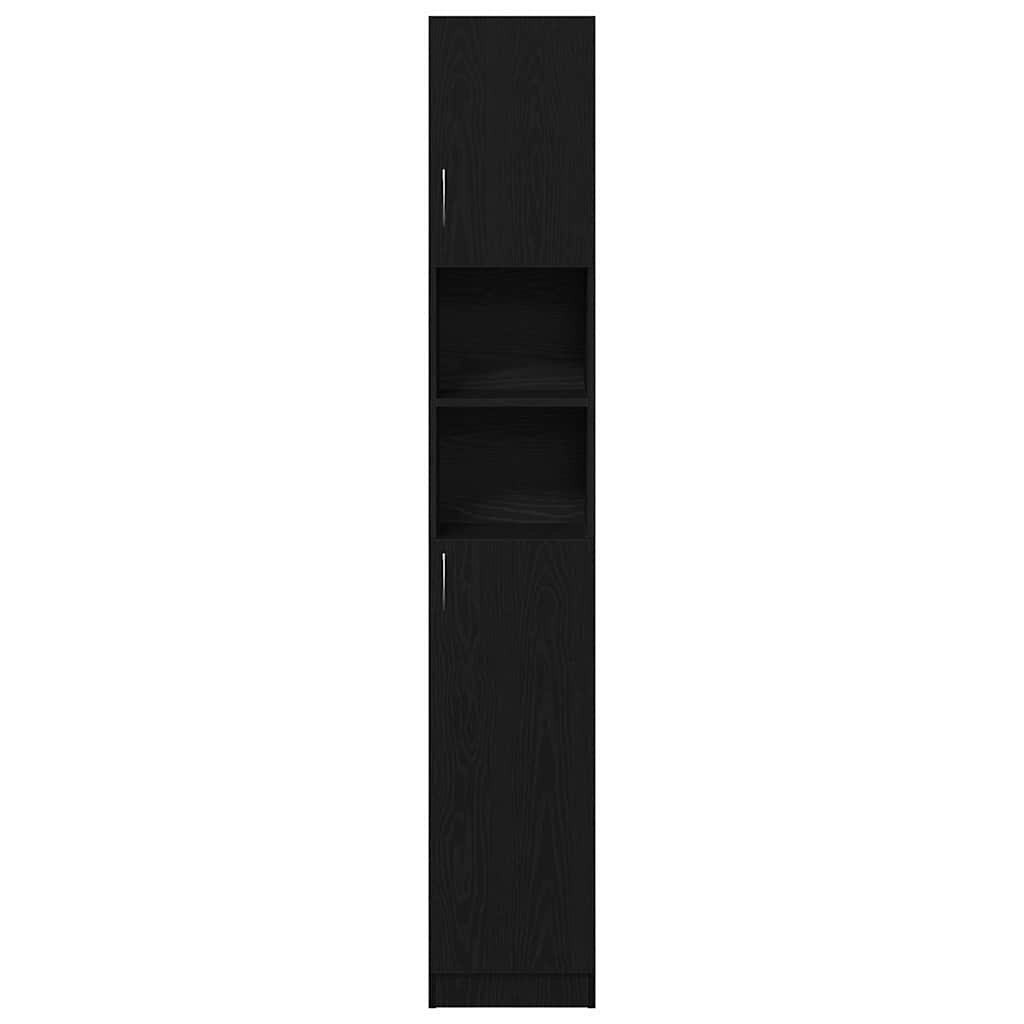 badeværelsesskab 32x25,5x190 cm konstrueret træ sort egetræ