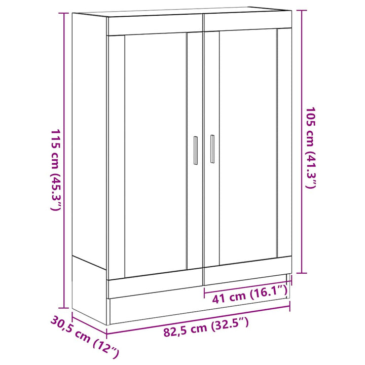 bogskab 82,5x30,5x115 cm konstrueret træ sort egetræsfarve