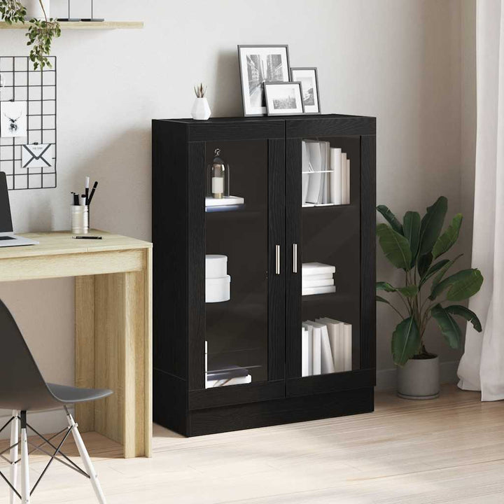 bogskab 82,5x30,5x115 cm konstrueret træ sort egetræsfarve