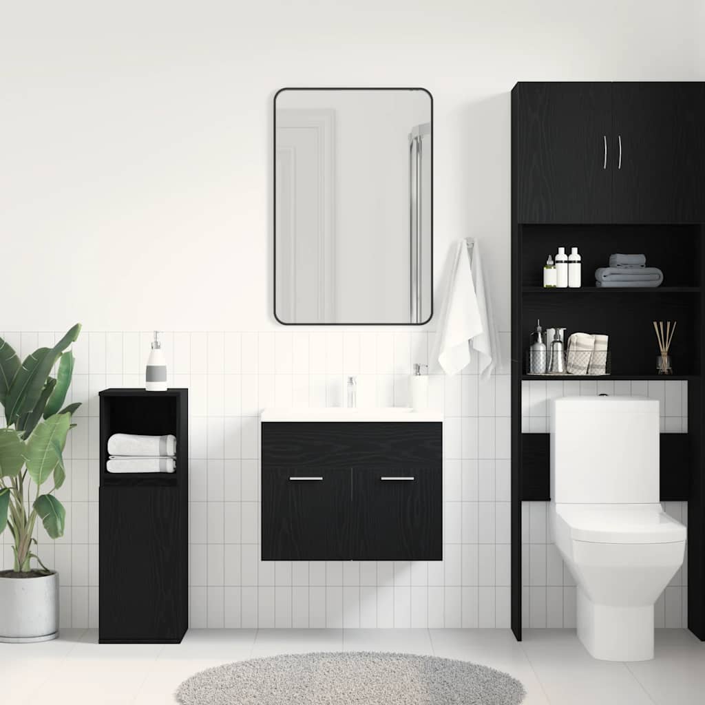 badeværelsesvaskeskab 60x38,5x46 cm konstrueret træ sort egetræ