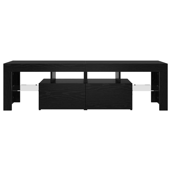 tv-bord med LED-lys 140x36,5x40 cm konstrueret træ sort egetræ