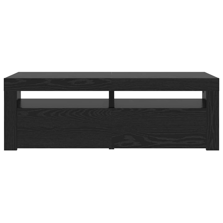 tv-bord med LED-lys 120x35x40 cm konstrueret træ sort egetræ