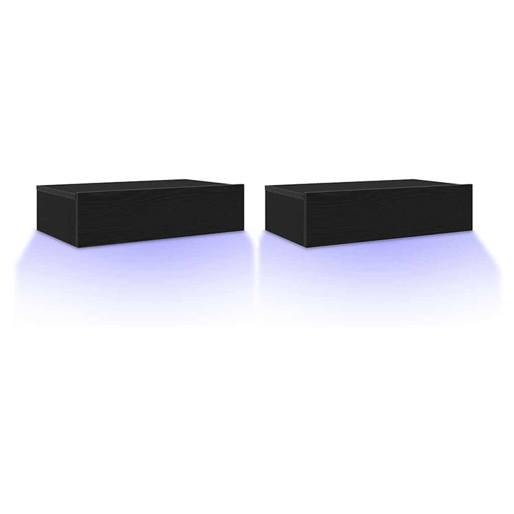 TV-skabe med LED-lys 2 stk. sort eg 60x35x15,5 cm