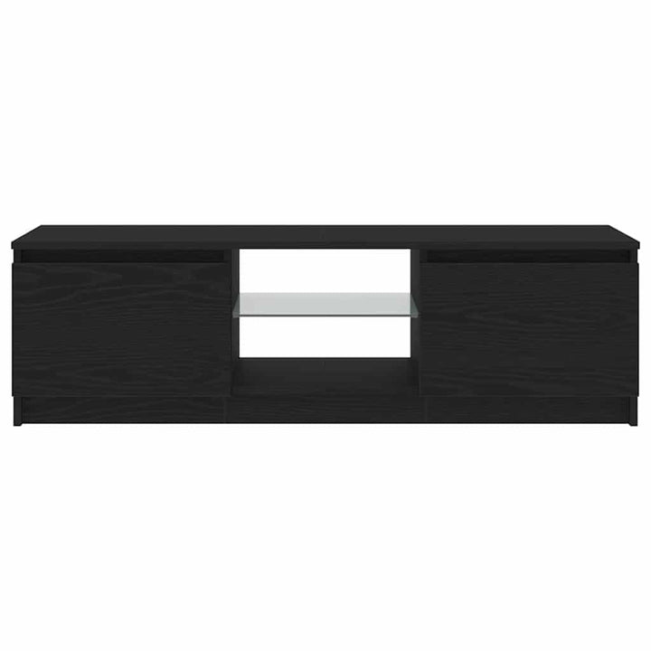 tv-bord med LED-lys 120x30x36 cm konstrueret træ sort egetræ