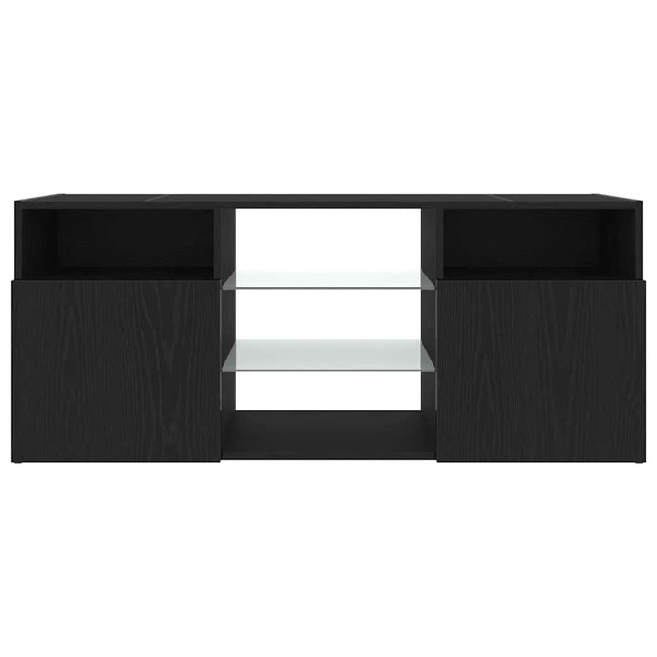 tv-bord med LED-lys 120x30x50 cm konstrueret træ sort egetræ
