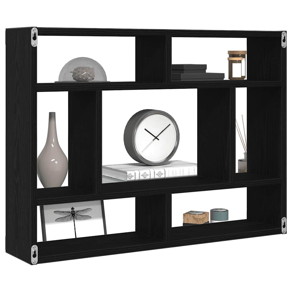 vægreol sort eg 75x16x55 cm konstrueret træ