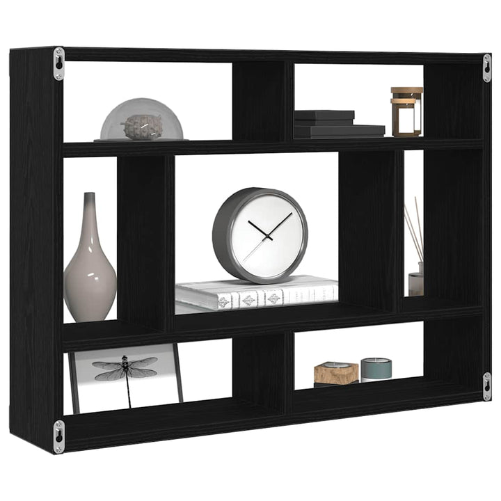 vægreol sort eg 75x16x55 cm konstrueret træ