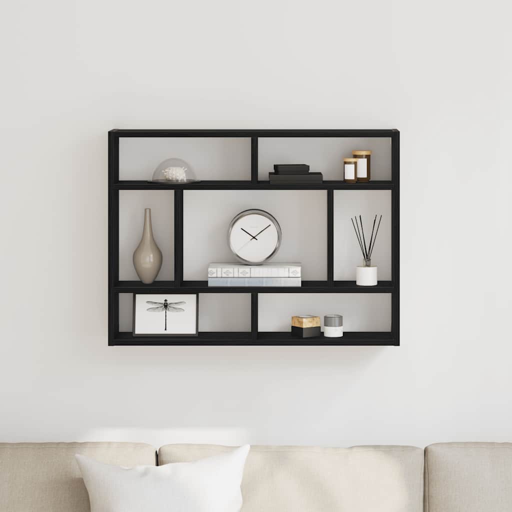 vægreol sort eg 75x16x55 cm konstrueret træ