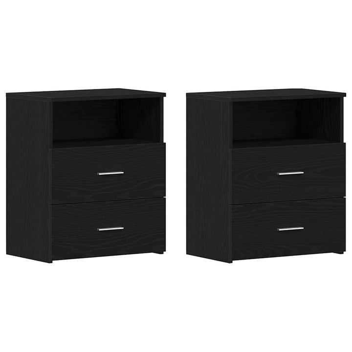 Natbord med skuffe 2 pcs Sort eg 50 x 32 x 60cm Konstrueret træ