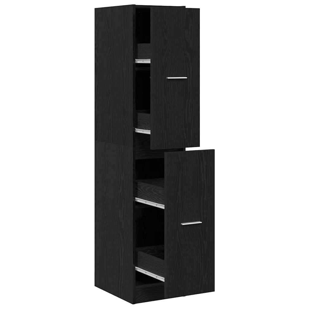 apotekerskab sort egetræ 30x41x144,5 cm konstrueret træ