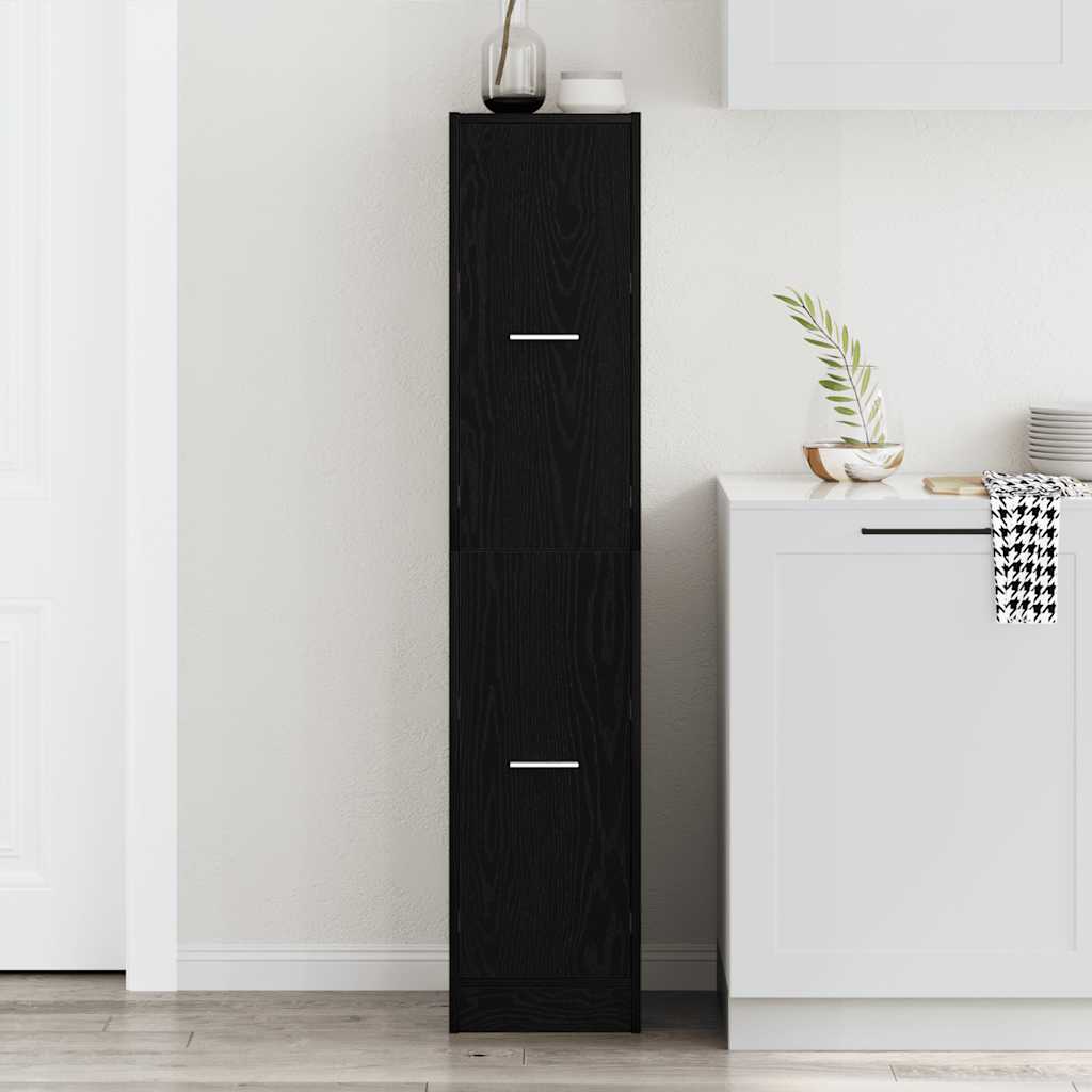apotekerskab sort egetræ 30x41x144,5 cm konstrueret træ