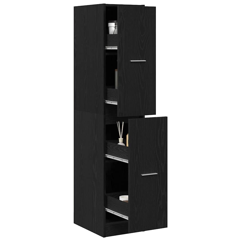apotekerskab sort egetræ 30x41x144,5 cm konstrueret træ