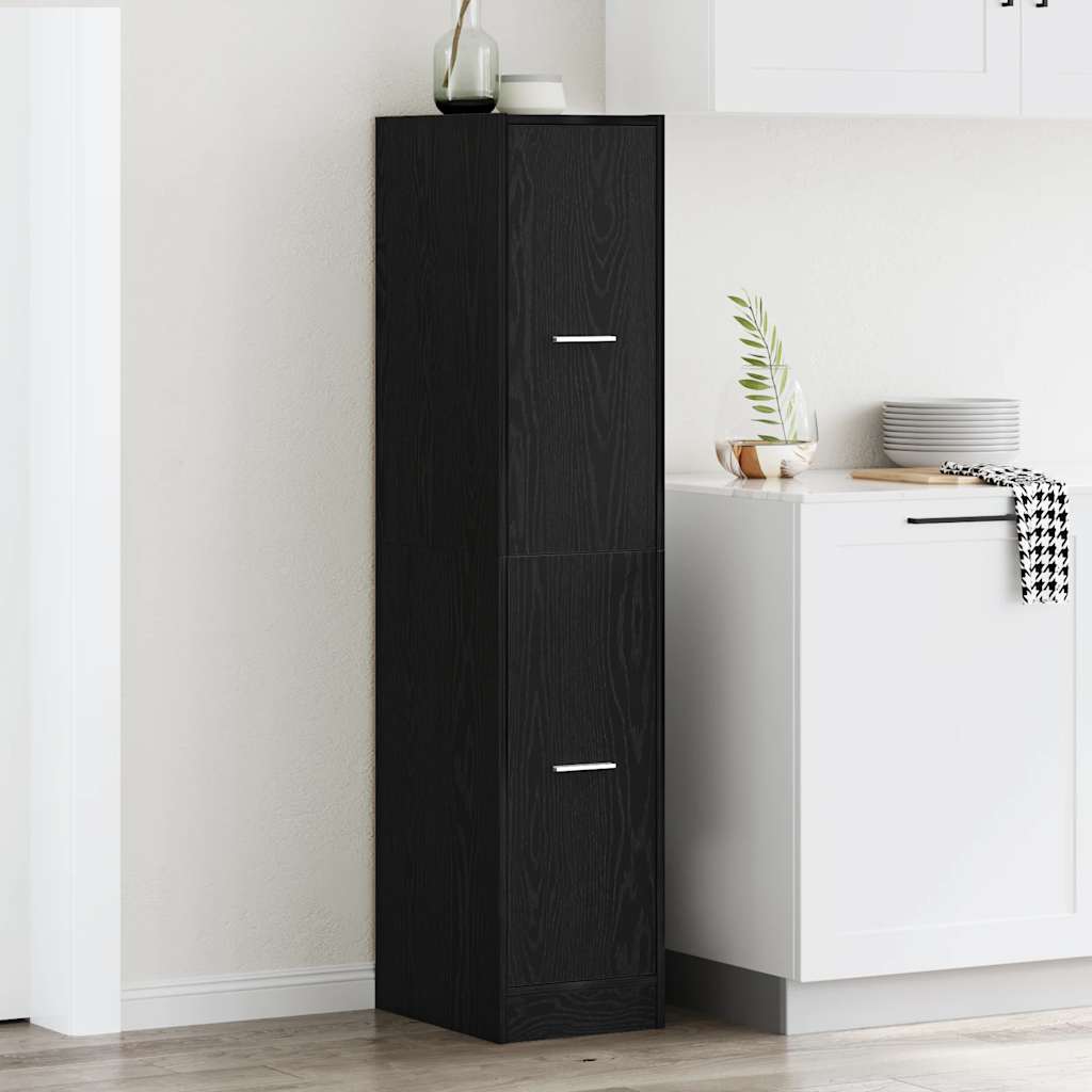 apotekerskab sort egetræ 30x41x144,5 cm konstrueret træ