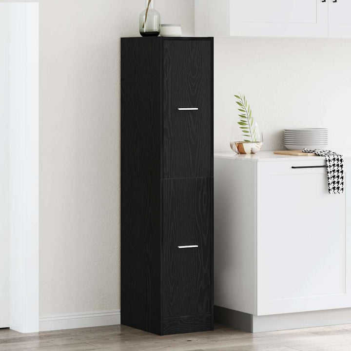 apotekerskab sort egetræ 30x41x144,5 cm konstrueret træ