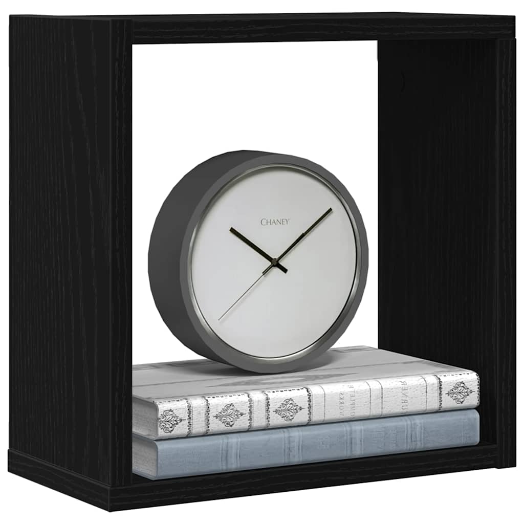 væghylder 4 stk. 30x15x30 cm kubeformet konstrueret træ sort eg