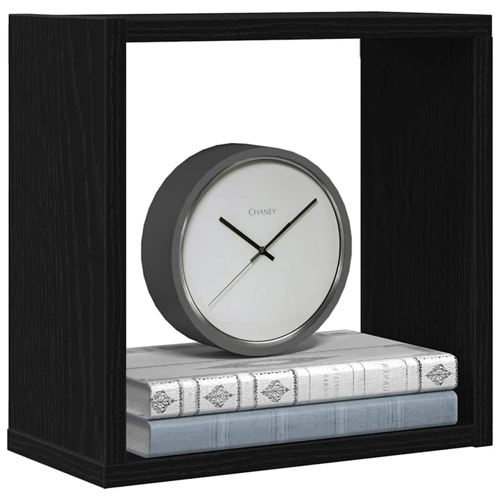 væghylder 6 stk. 30x15x30 cm kubeformet konstrueret træ sort eg