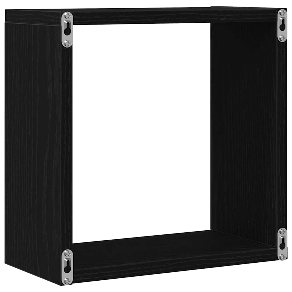 væghylder 6 stk. 30x15x30 cm kubeformet konstrueret træ sort eg
