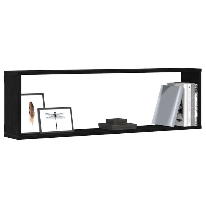 væghylder 2 stk. 100x15x30 cm konstrueret træ sort egetræ