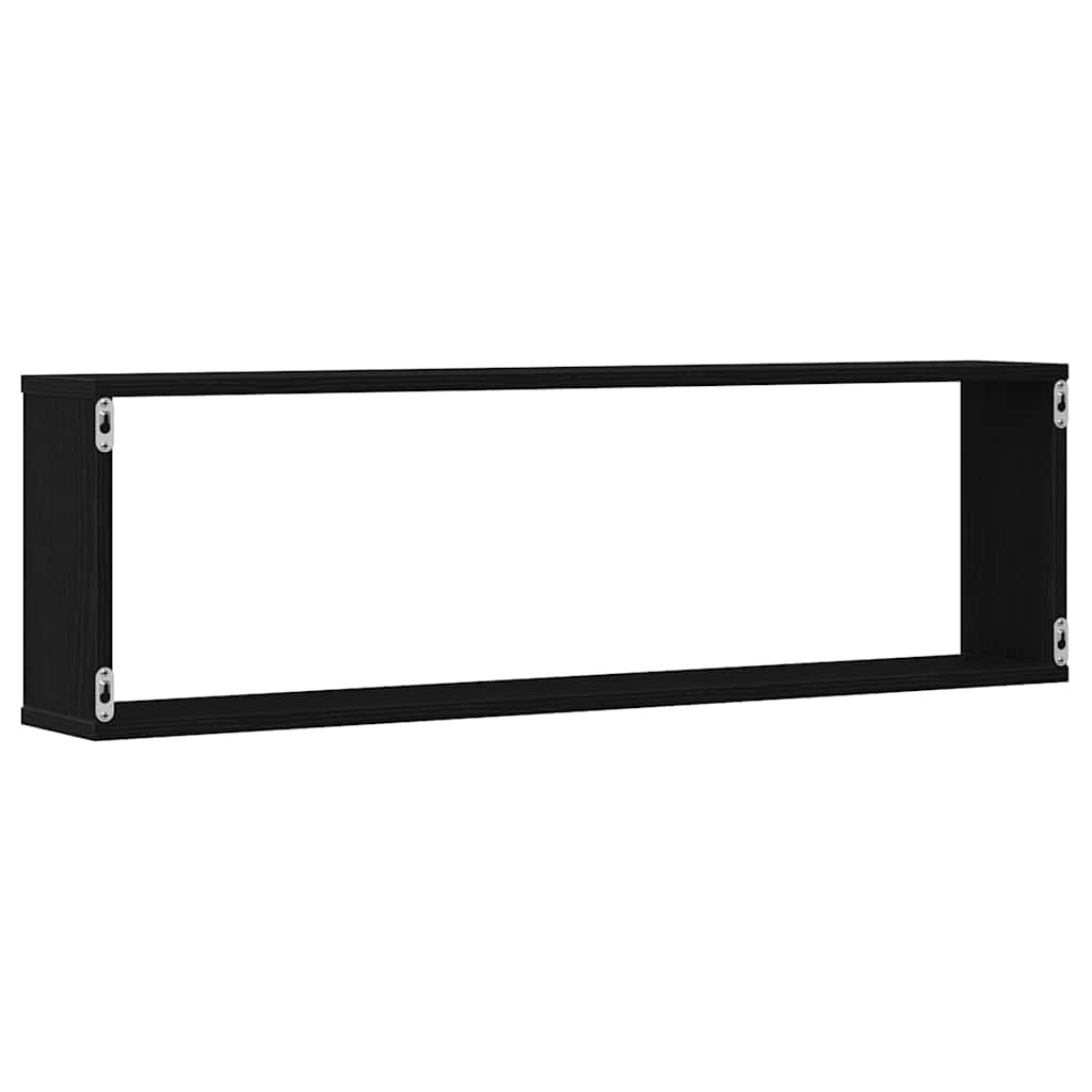 væghylder 4 stk. 100x15x30 cm konstrueret træ sort egetræ