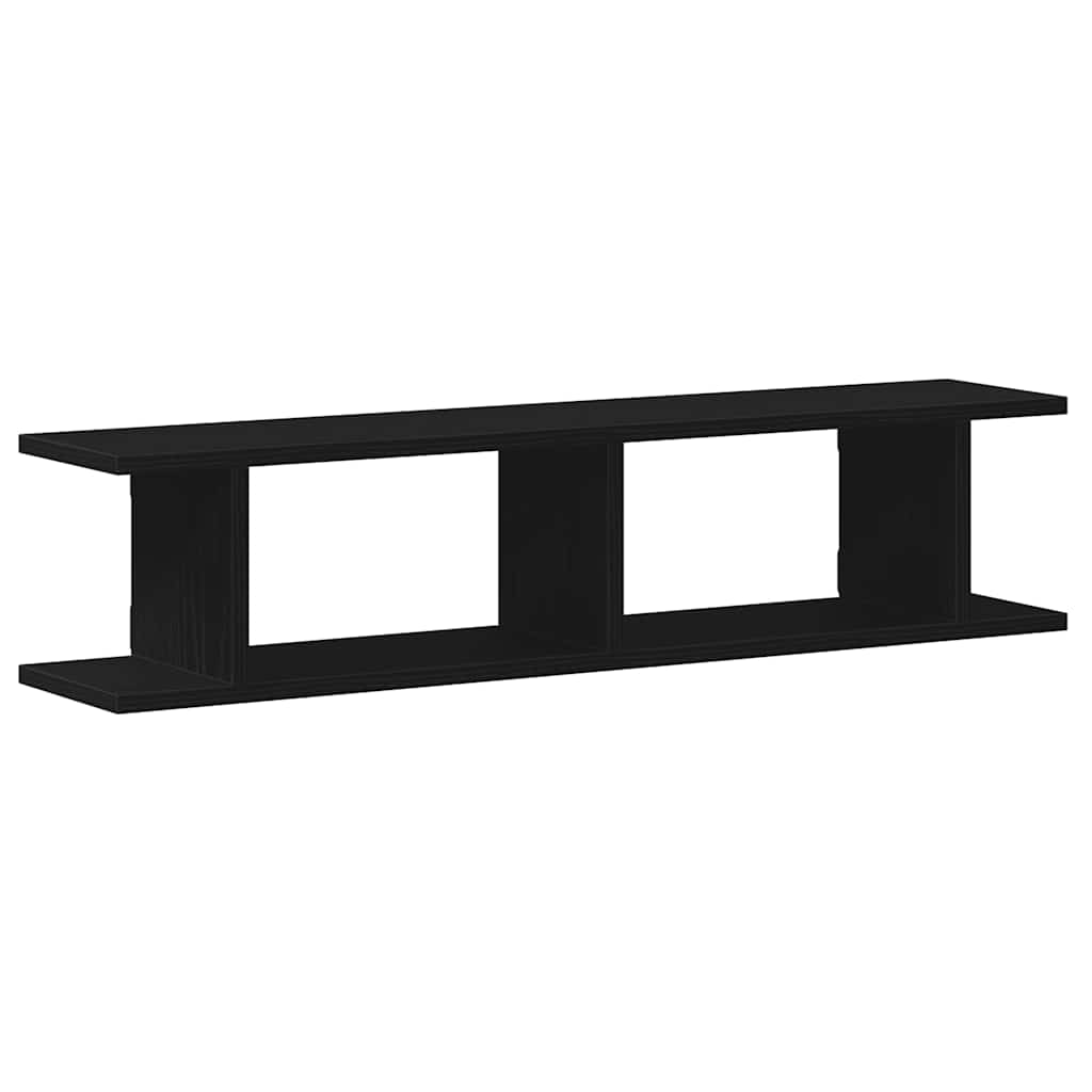 væghylder 2 stk. 90x18x20 cm konstrueret træ sort egetræ