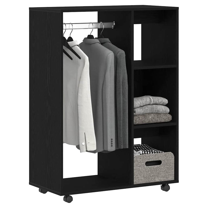 garderobe sort egetræ 80x40x110 cm konstrueret træ