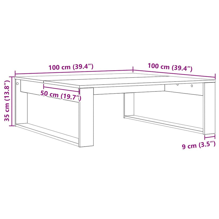 Sofabord Sort eg 100 x 100 x 35 cm Konstrueret træ