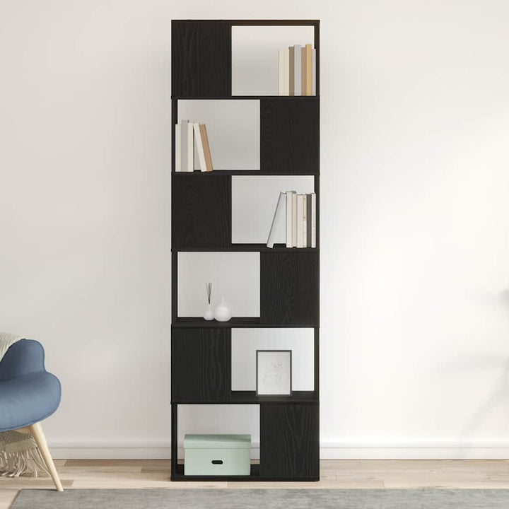bogreol/rumdeler 60x24x186 cm sort egetræ