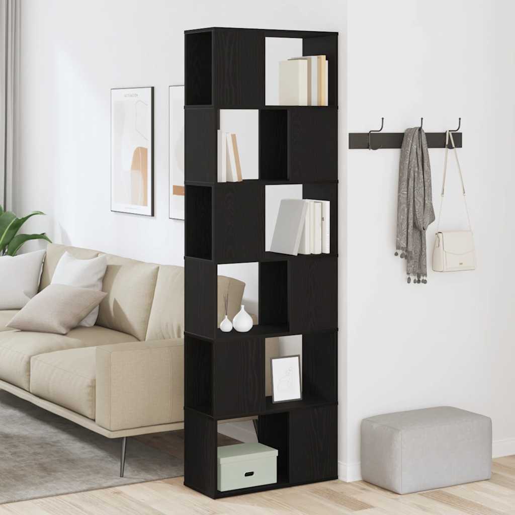 bogreol/rumdeler 60x24x186 cm sort egetræ